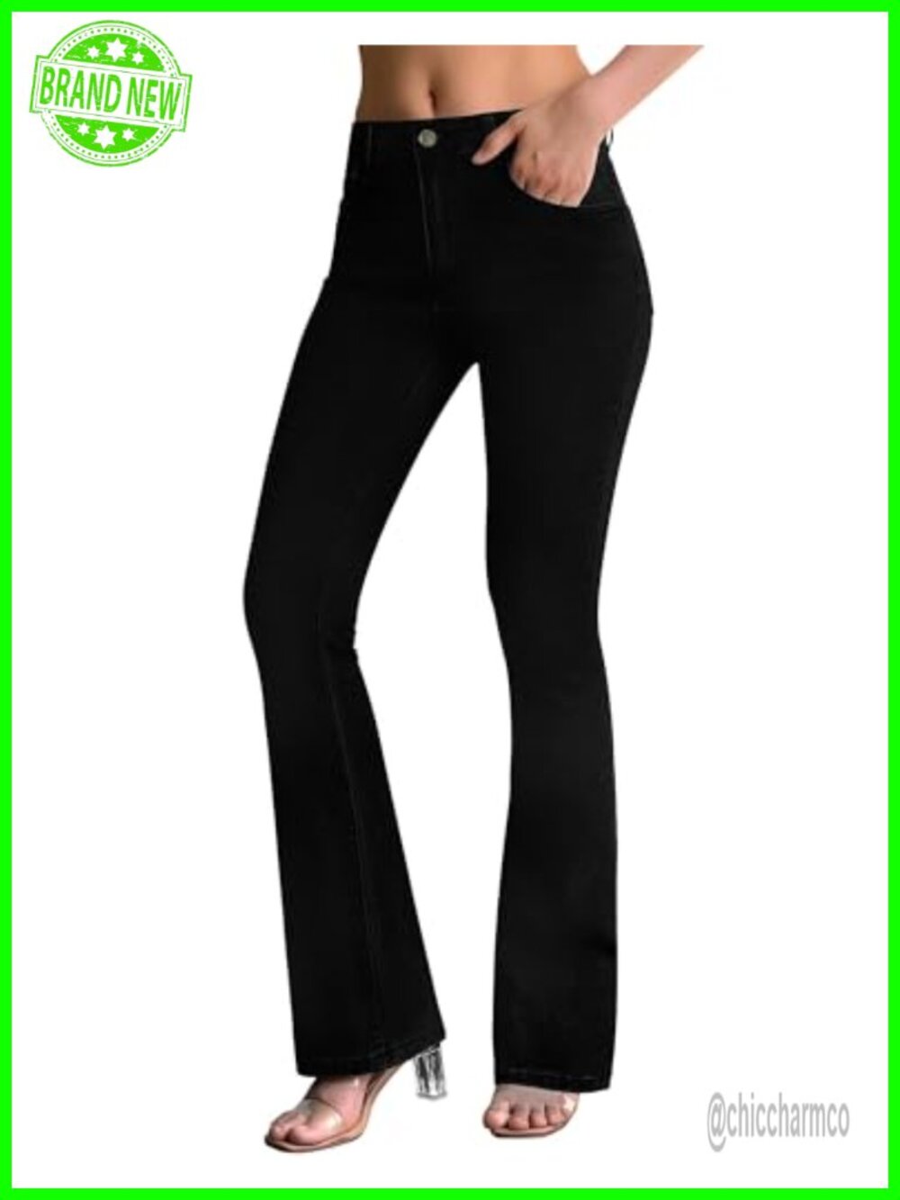 Stretchy Flare Jeans Mid Rise Bootcut Curvy Denim Pants